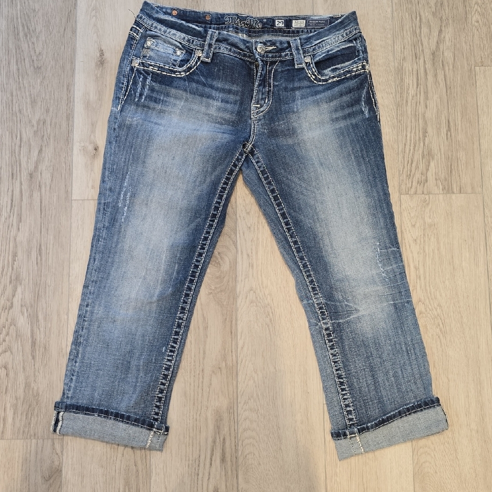 Miss Me Distressed Blue Cropped Denim Jeans